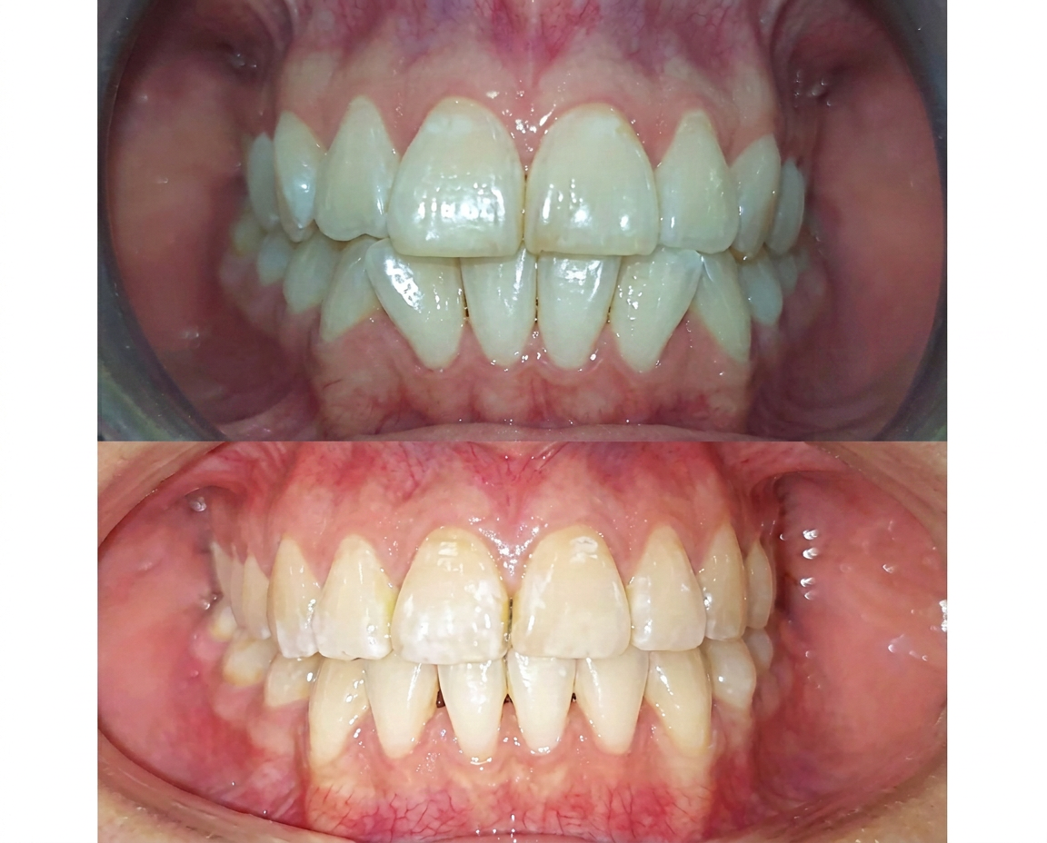 Antes y después de un tratamiento de ortodoncia